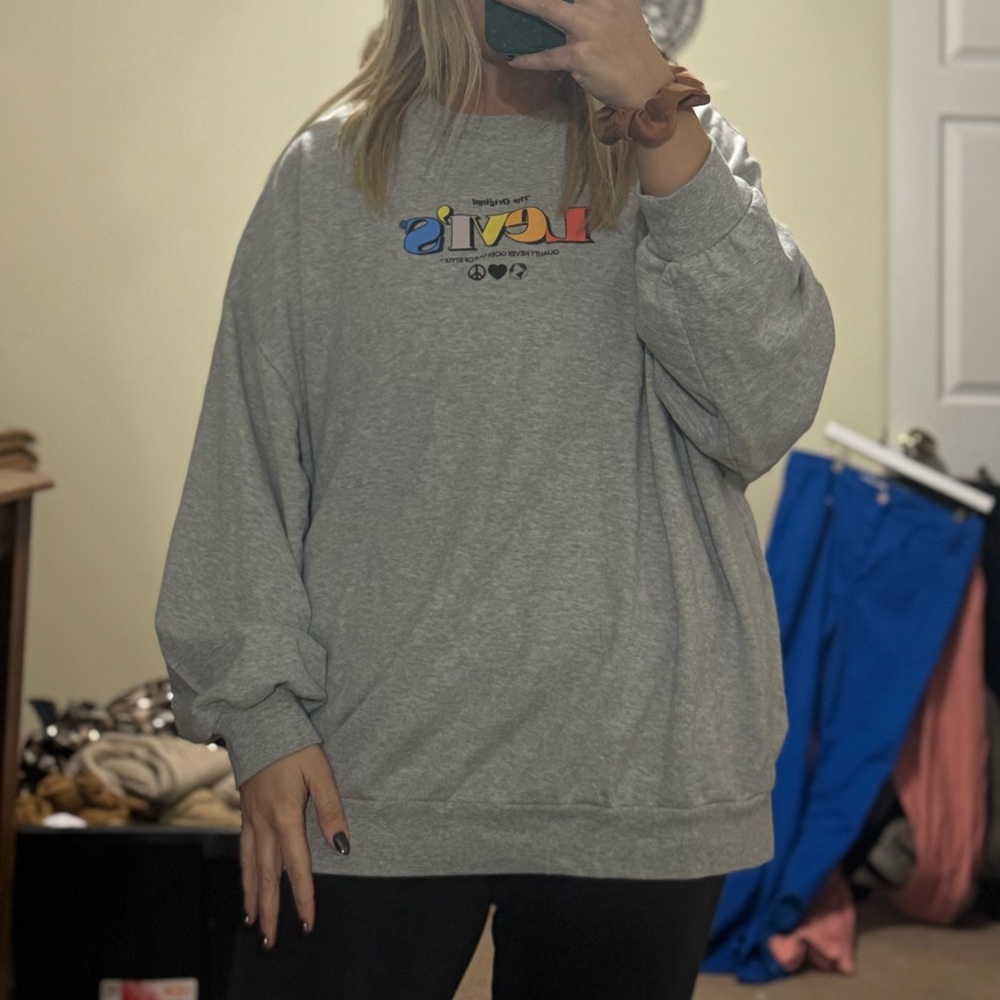 Levi's Gray Multicolor Logo Women's Sweater